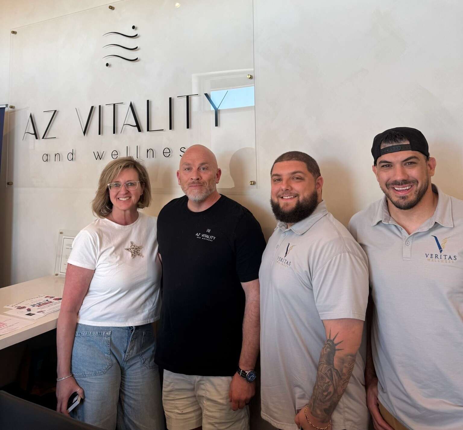 Picture of the owners of AZ vitality and wellness and Veritas Wellness announcing their partnership