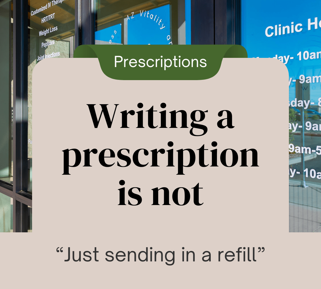 Prescriptions - AZ Vitality and Wellness Writing a prescription is not just sending in a refill