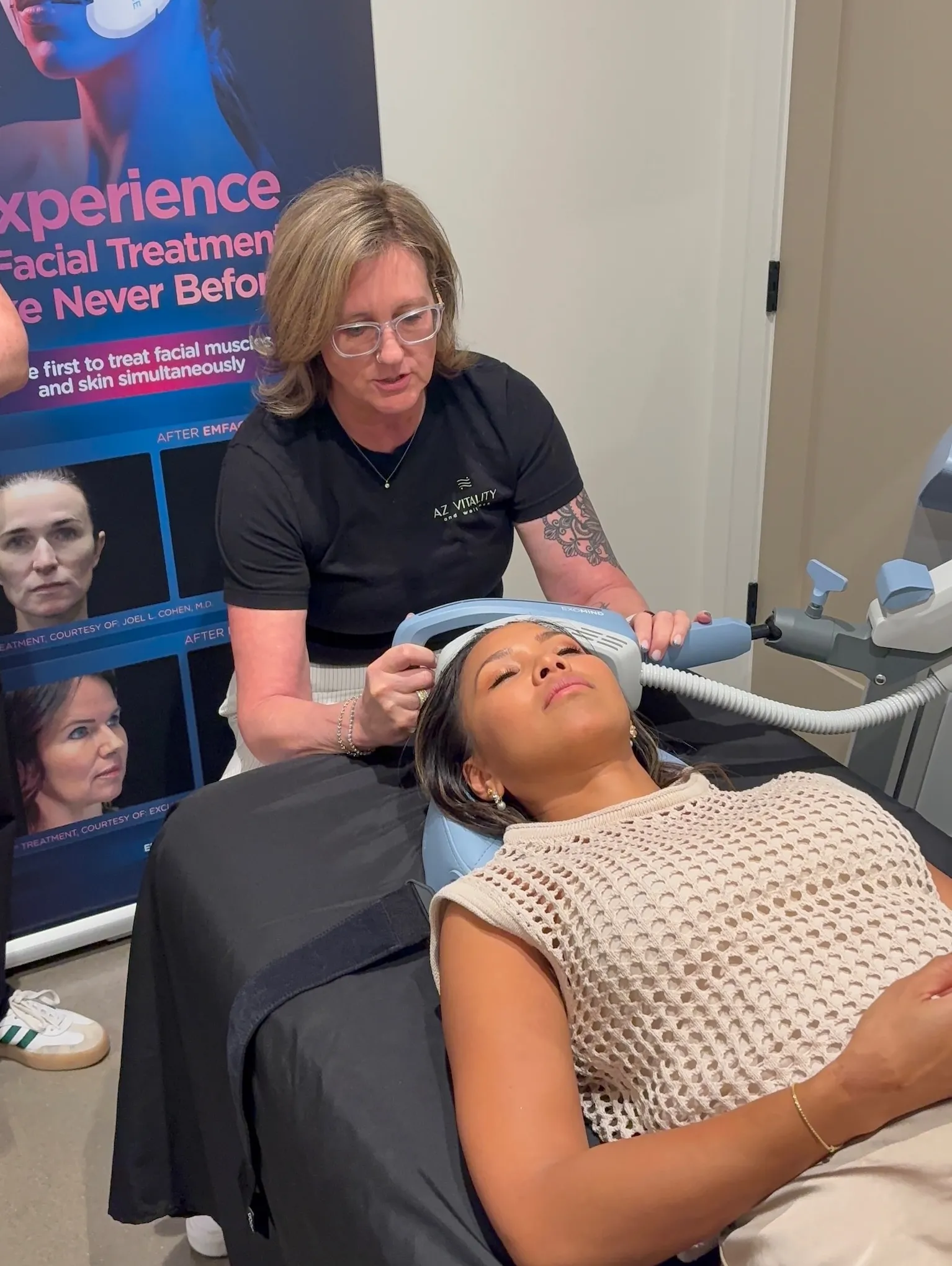 Provider performing an Exomind treatment on a reclining patient at AZ Vitality and Wellness in Peoria, Arizona.